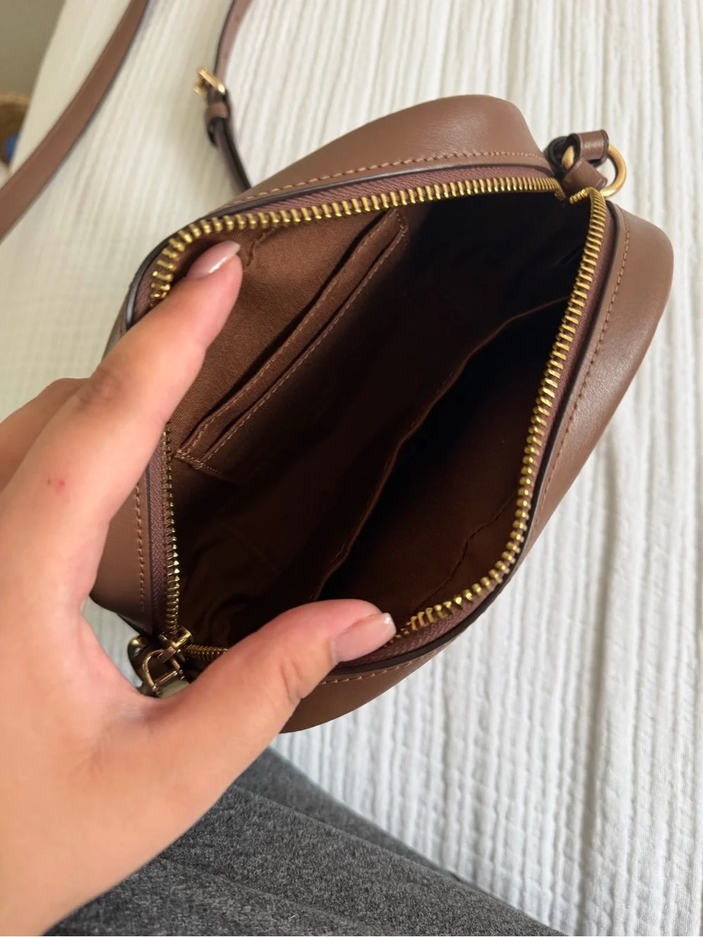 Coach Brown Signature Canvas Crossbody with Gold Hardware